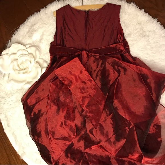 Bonnie Jean Girls Silk Dress Maroon Burgandy 6X Zips Lined Dressy Formal   [B] - Picture 3 of 4